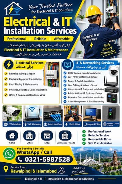Electrical and IT Equipment installation , services, networking, CCTV