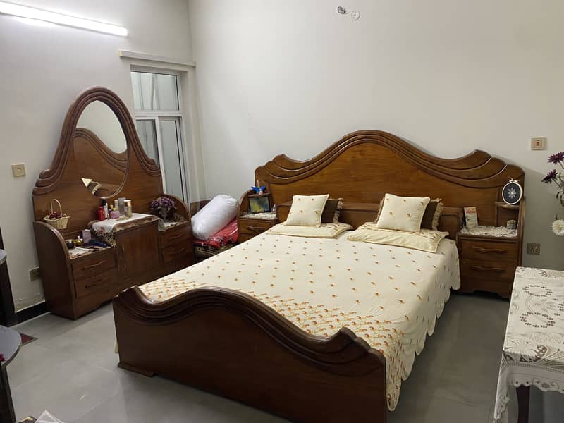Solid wood bed with dressing table up for grab 1