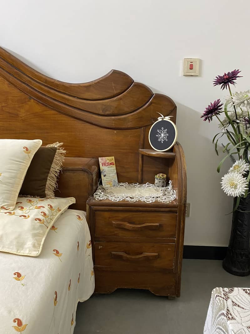Solid wood bed with dressing table up for grab 3