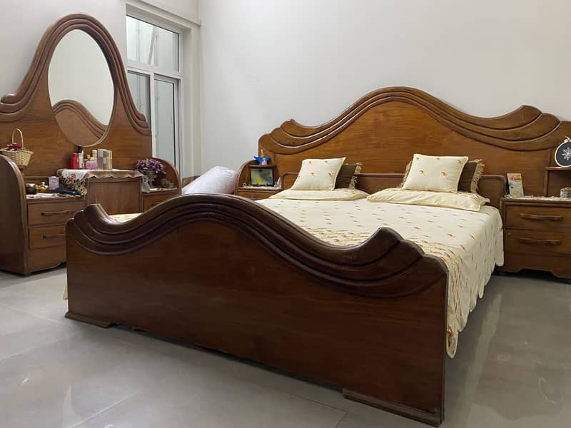 Solid wood bed with dressing table up for grab 4
