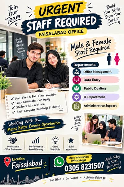 Male and female staff required