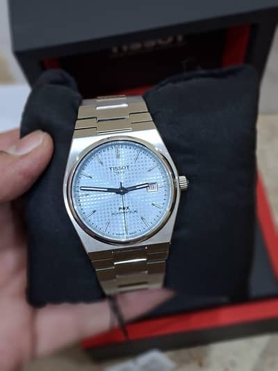 Tissot Men's PRX Powermatic 10/10 condition 41mm Ice blue dial