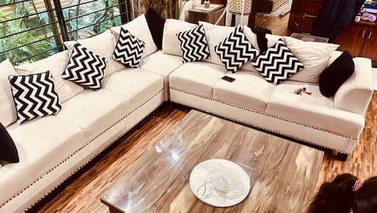 L Shape Pure Wood 7 Seater Just as New Sofa