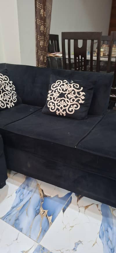 Black L shaped sofa for sale