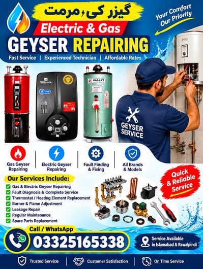 Gas and electric Geysers repairing and maintenance services