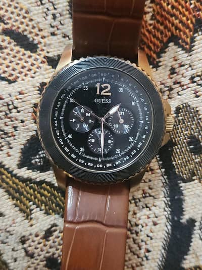 Original GUESS Men’s Watch – Japan Movement – Brown Leather Strap
