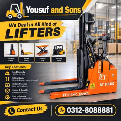 BT Stacker 1200kg Lifter Availbale For Sale Delivery All Pakistan