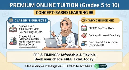 Online Tuition (Grades 5 to 10) - Math, Physics, Bio