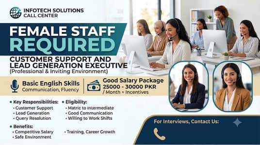 Urgent Hiring:Female Staff Needed (Fresh/Experienced)