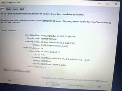 HP 250 G7 Laptop 8GB RAM Windows 10 Pro Activated 10/10 Condition