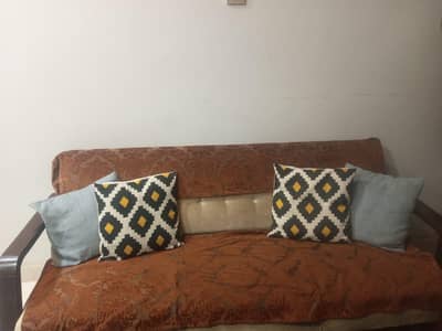 5 seater sofa with glass table