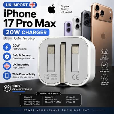 Iphone 17 pro max charger, UK original Charger, Iphone 17, 16, 15, 14