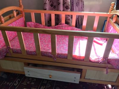 Wooden Kids Bed with Drawer & Safety Rails – Mint Condition