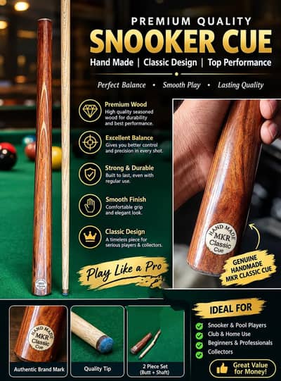 MKR Classic Hand Made Premium Snooker Cue | Professional Cue | 2-Piece