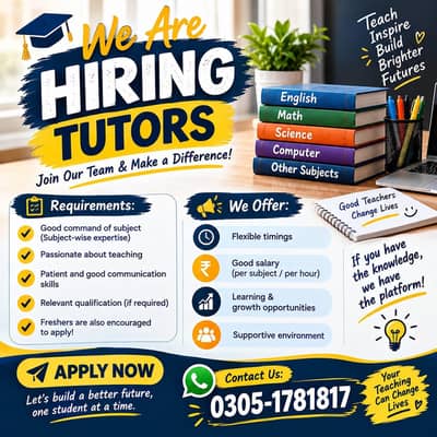 Qualified Tutor Required: Help Students Achieve Academic Excellence