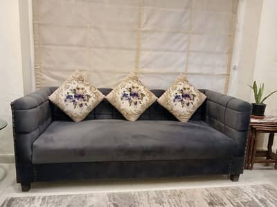 Sofa set/7seater/wooden/grey valvet