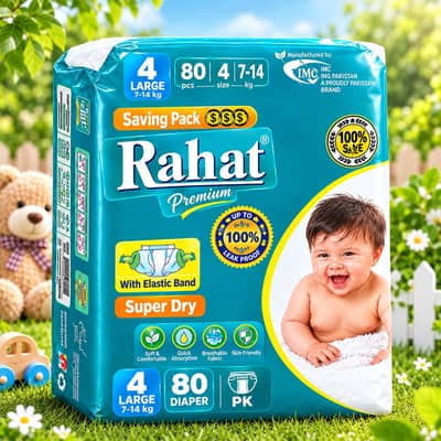Rahat Baby Diapers – Original-Large. size. . 80. pc