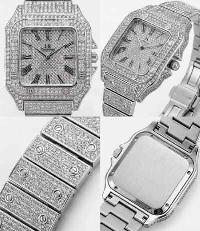 Zalvion Luxury Iced Rose Gold Watch With Box - Gents - New
