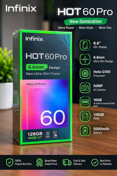 Infinix HOT 60 Pro 8GB/128GB | Brand New Sealed | PTA Approved