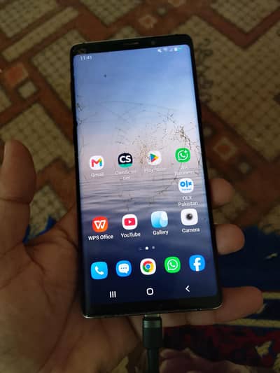 Samsung Mobile Note 9 dual sim 6/128 glass crack all sim approved