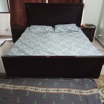 Pure wood king size bed with mattress