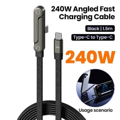 240w Braided Fast Charge Cable with Built-in Phone Stand