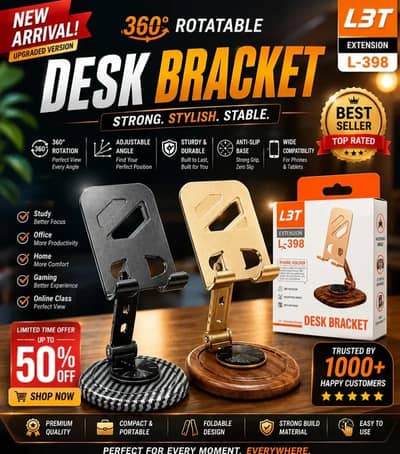 L3T L-398 Adjustable Metal Desk Phone Holder Stand