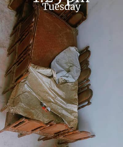 wooden dining with 12 chairs