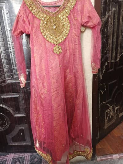 wedding net  frock with bnarsi