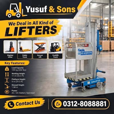 36 Ft Genie Vertical Mast Man Lift for Sale | All Pakistan Delivery