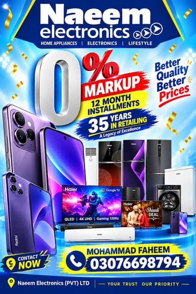Naeem Electronics – 0% Markup | 12 Months Installments | Home Applian