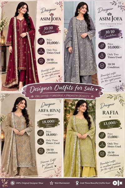 Original Designer Dresses for Sale | Asim Jofa, Arfa Rivaj & Rafia