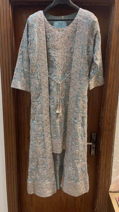 Blue Embroidered 3-Piece Formal Suit