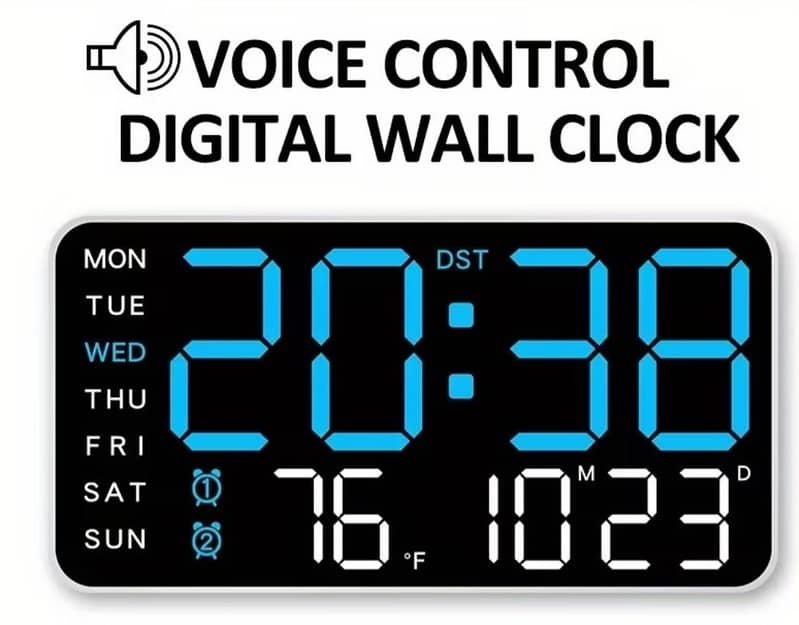 Large Modern Digital Wall clock Temp,Date,week display 9