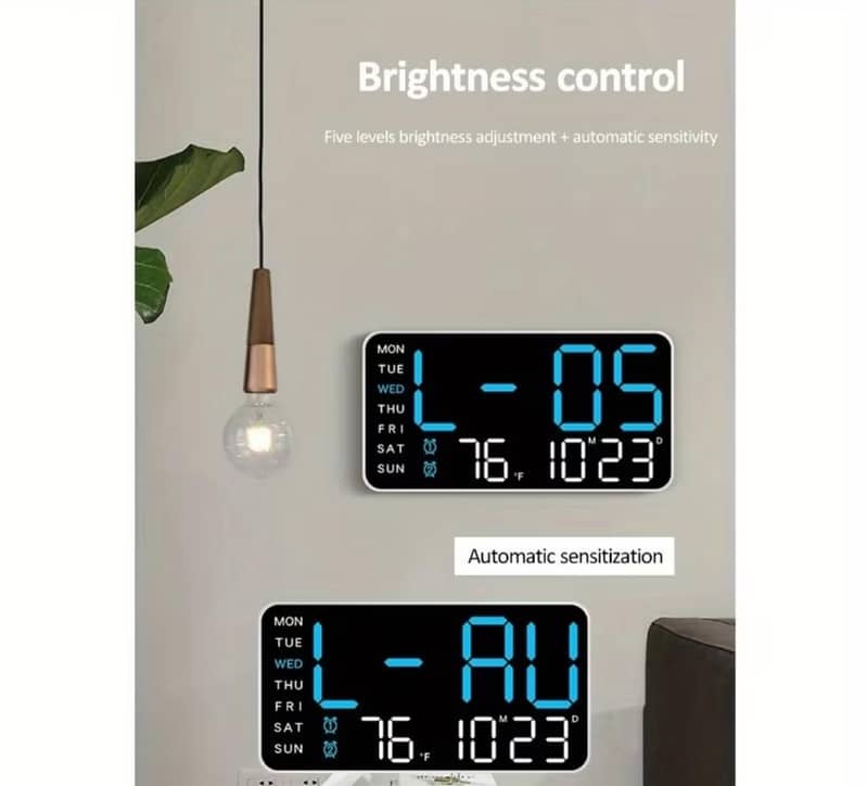 Large Modern Digital Wall clock Temp,Date,week display 10
