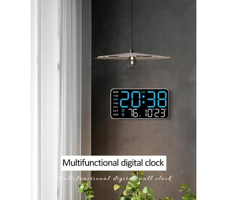 Large Modern Digital Wall clock Temp,Date,week display 13