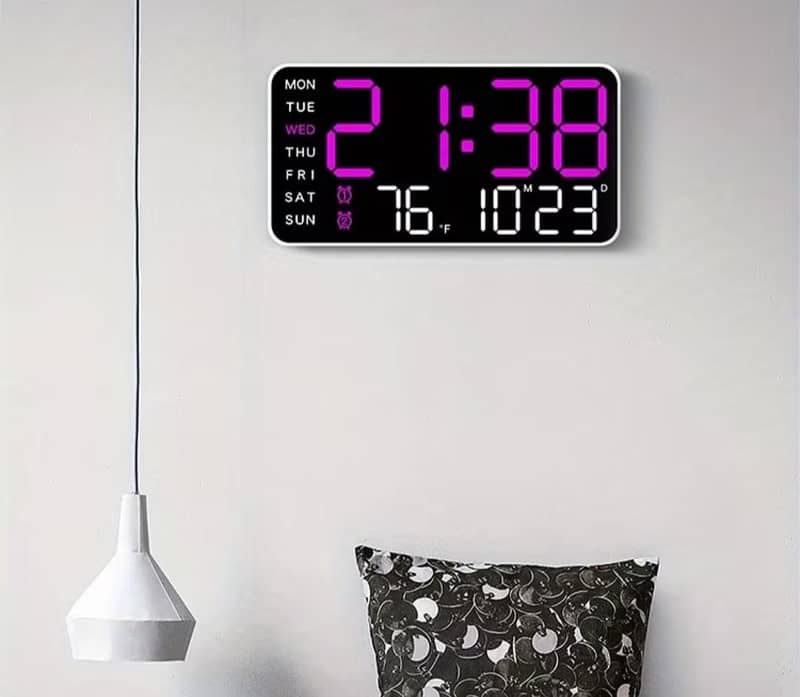 Large Modern Digital Wall clock Temp,Date,week display 14