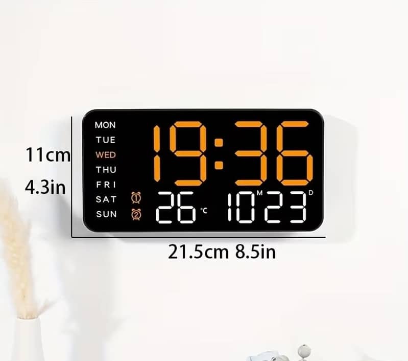 Large Modern Digital Wall clock Temp,Date,week display 16