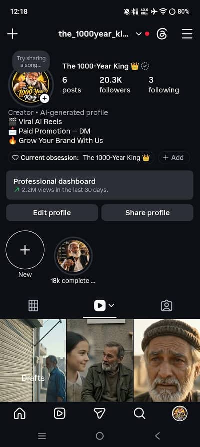 Instagram page 20k follow