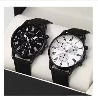 MSCXDK Brand 2PCS Set Couple Fashion Casual Leather Watches Ladies Simple Dial Quartz Wristwatches Dress Clock Montre Femme R3334