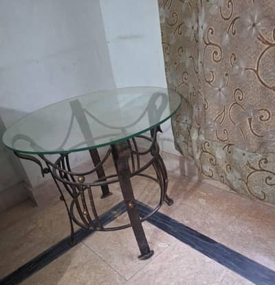 Glass Coffee Table // Heavy metal coffee table