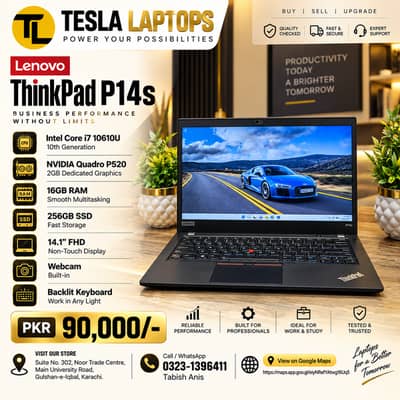 Lenovo ThinkPad P14s Workstation | Core i7 10th Gen,2GB NVIDIA Quadro