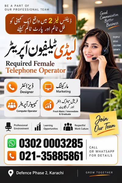 Required Lady Telephone operator