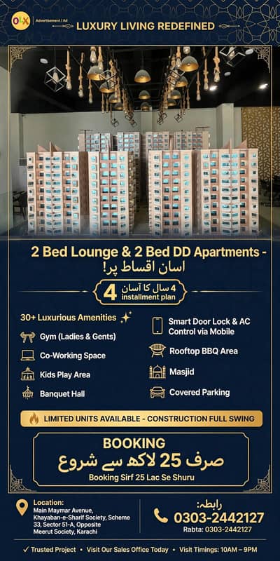 apartment on  4 years installments plan