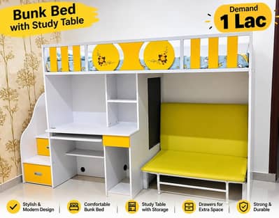 kids bunk bedwith study table_ drawers@ storge with complete set