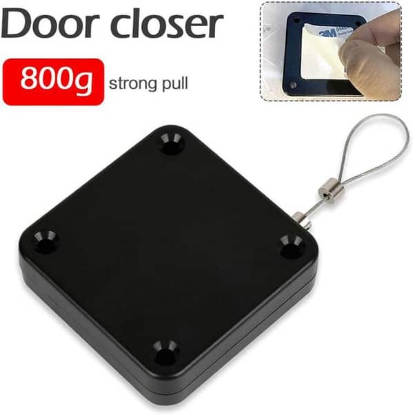 Multifunctional Automatic Door Closer for All Doors| Portable Mini Punch and Drilling Free Door Closer with Stainless Steel Wire Rope Length 1.2m approximately| Pull Cord Door Closers| Automatic Retractable Cable Box with Heavy Duty Stainless-Steel Wire