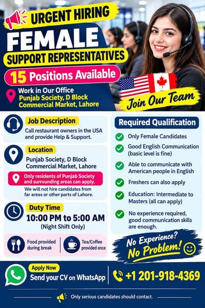 Need female representatives for Canada company help support