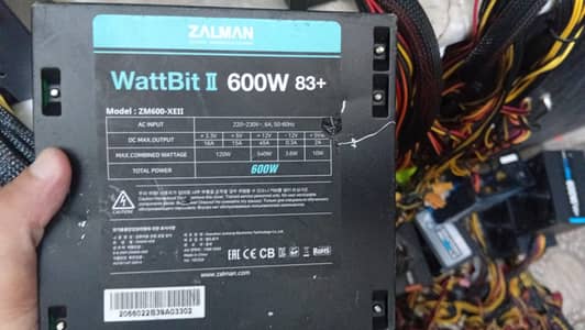 600 Watt 80 Plus Branded Power Supply with 2 GPU Cables, ZALMAN,
