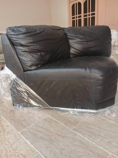 imported black leather chaise lounge and modular leather corner sofa
