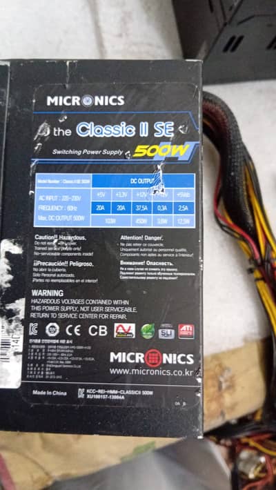 500 Watt Branded Power Supply with 2 GPU Cables, Zalman, Micronics. . . .